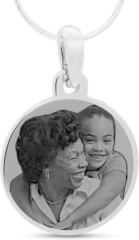 Personalized Photo Engraved Round Pendant with 20" chain in Saudi Arabia
