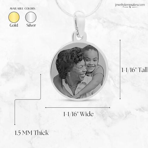 Personalized Photo Engraved Round Pendant with 20" chain in Saudi Arabia
