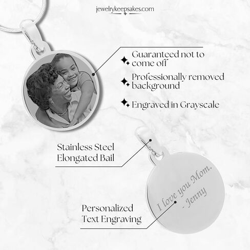 Personalized Photo Engraved Round Pendant with 20" chain in Saudi Arabia