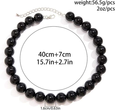 Chunky Red Beaded Necklace for Women Adjustable 16MM Bead Choker Necklace Big Colorful Beaded Black Necklaces Large Red Pearl Statement Necklaces Jewelry Accessories in Saudi Arabia