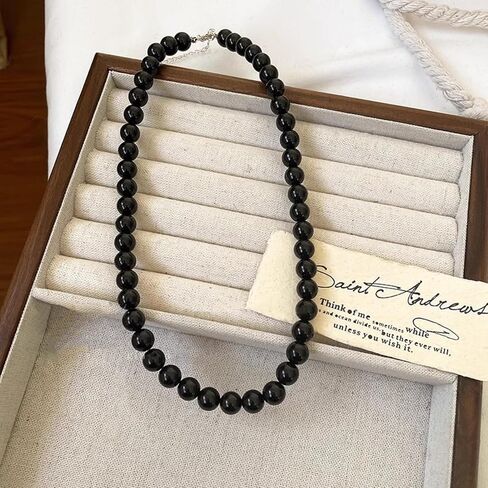 Chunky Red Beaded Necklace for Women Adjustable 16MM Bead Choker Necklace Big Colorful Beaded Black Necklaces Large Red Pearl Statement Necklaces Jewelry Accessories in Saudi Arabia