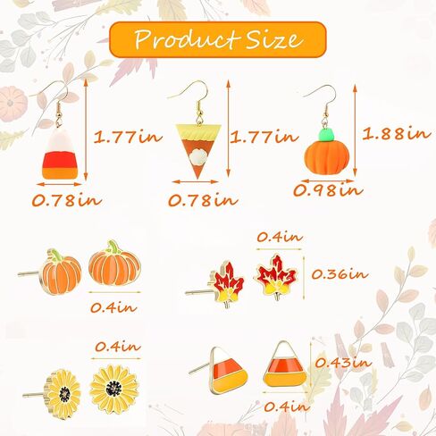 Thanksgiving Fall Earrings for Women Pumpkin Maple Leaf Autumn Candy Corn Stud Earrings Christmas Holiday Party Jewelry Gifts in Saudi Arabia