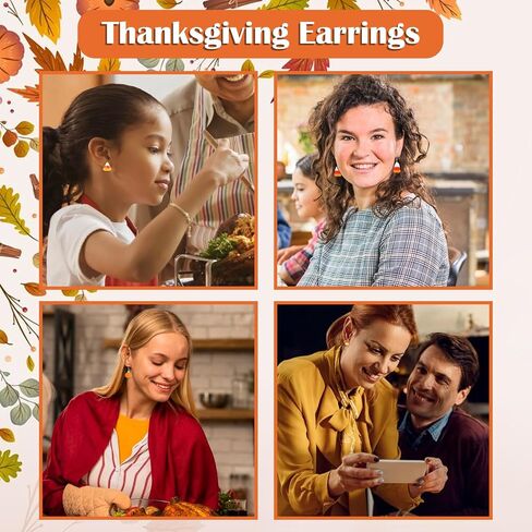 Thanksgiving Fall Earrings for Women Pumpkin Maple Leaf Autumn Candy Corn Stud Earrings Christmas Holiday Party Jewelry Gifts in Saudi Arabia