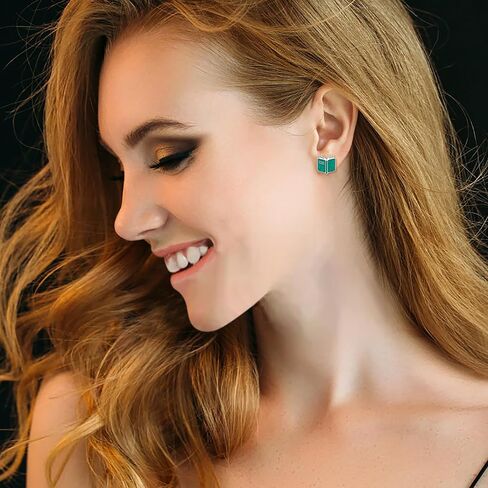 Alphm 925 Sterling Silver Book Stud Earrings for Women Cute Librarian Book Jewelry Present for Librarians Reading Lovers in Saudi Arabia