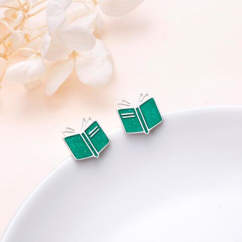 Alphm 925 Sterling Silver Book Stud Earrings for Women Cute Librarian Book Jewelry Present for Librarians Reading Lovers in Saudi Arabia