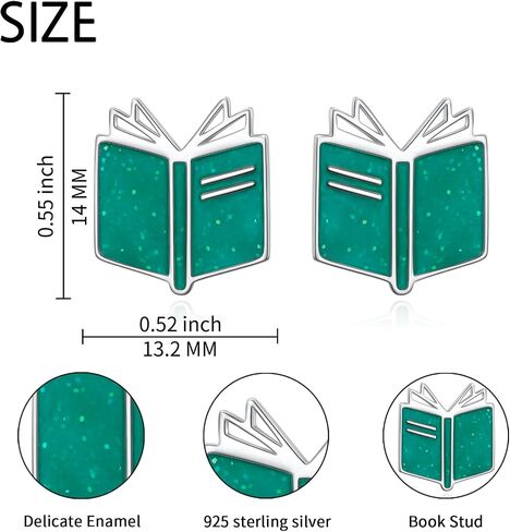 Alphm 925 Sterling Silver Book Stud Earrings for Women Cute Librarian Book Jewelry Present for Librarians Reading Lovers in Saudi Arabia