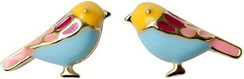 14k Gold Plated Cute Bird Stud Earrings for Women Dainty Small Animal Pet Enameled Blue Yellow Pink Feather Birds Stud Earrings Dainty Jewelry Gift in Saudi Arabia
