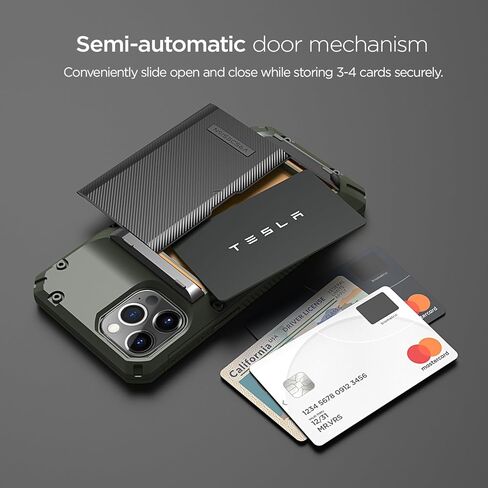 VRS Design Damda Glide Pro Phone Case for iPhone 12 Pro Max ، مع [4 بطاقات] متينة متين [Semi Auto] Slot Slot Slot لـ iPhone 12 Pro Max 6.7 Inch (2020) Black in Kuwait