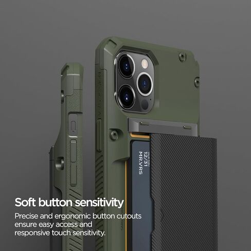 VRS Design Damda Glide Pro Phone Case for iPhone 12 Pro Max ، مع [4 بطاقات] متينة متين [Semi Auto] Slot Slot Slot لـ iPhone 12 Pro Max 6.7 Inch (2020) Black in Kuwait