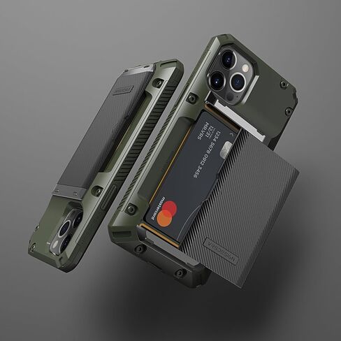 VRS Design Damda Glide Pro Phone Case for iPhone 12 Pro Max ، مع [4 بطاقات] متينة متين [Semi Auto] Slot Slot Slot لـ iPhone 12 Pro Max 6.7 Inch (2020) Black in Kuwait