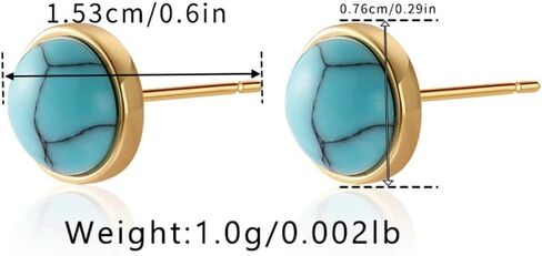 Turquoise Stud Earrings for Women Non Tarnish Gold Pearl Green Stone Dainty 18K Gold Plated Stud Trendy Stainless Steel Western Gift in Kuwait