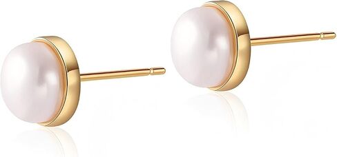 Turquoise Stud Earrings for Women Non Tarnish Gold Pearl Green Stone Dainty 18K Gold Plated Stud Trendy Stainless Steel Western Gift in Kuwait