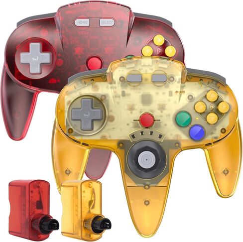 SAFFUN (2 Pack) 2.4 GHz Wireless N64 Controller, N64 Receiver, Compatible with N64 Console - (Rechargeable) (Plug and Play) (Built-in Rumble) - Black in Saudi Arabia