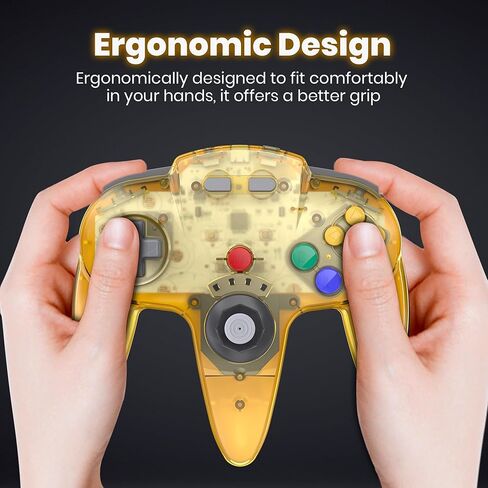 Saffun (2 Pack) 2.4 GHz Wireless N64 Controller ، N64 Receiver ، متوافق مع وحدة التحكم N64 - (قابلة للشحن) (التوصيل والتشغيل) (دموية مدمجة) - أسود) in Kuwait