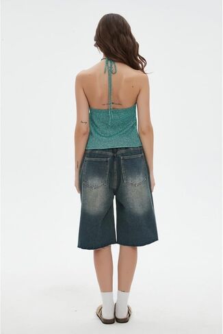 Halter Top Mesh Top Shiny Sparkly Cozy Sleeveless Casual Top Sexy Y2k Trendy Top in Saudi Arabia