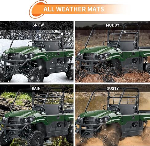 Sautvs TPE Front Floor Hats for Kawasaki Mule Pro-MX ، بطانات الطابق الأمامي جميع الحصير حماية الطقس للملحقات Kawasaki Mule Pro-MX EPS 2019-2025 (2pcs ، استبدل #99994-1187) in Kuwait