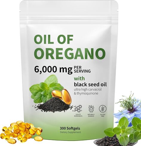 زيت أوريجانو مع زيت البذور السوداء - زيت كبسولات الأوريجانو ، كبسولات ACEITE DE ORégano ، الدعم المناعي ، غير المعدلة وراثيًا ، خالية من الغلوتين ، 300 ناعمة in Saudi Arabia