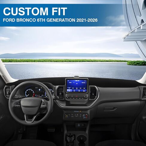 KUST Car Dash Cover Compatible with Ford Bronco 2021-2026 Left Hand Drving Dash Carpet Polyester Non-Slip Dash Protector Interior Accessories for Bronco Custom Fit Dash Mat No Glare Black in Saudi Arabia