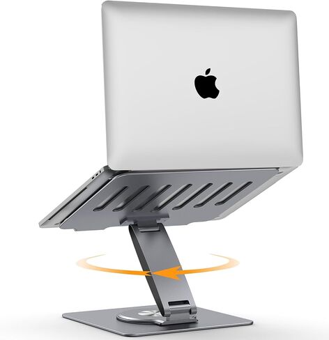 Adjustable Laptop Stand for Desk with 360° Swivel Base, Aluminum Laptop Holder, Foldable Ergonomic Laptop Cooling Riser, Supports up to 18 Pounds, for Macbook Air/Pro Dell/HP and All Laptops 7-15.6" in Saudi Arabia