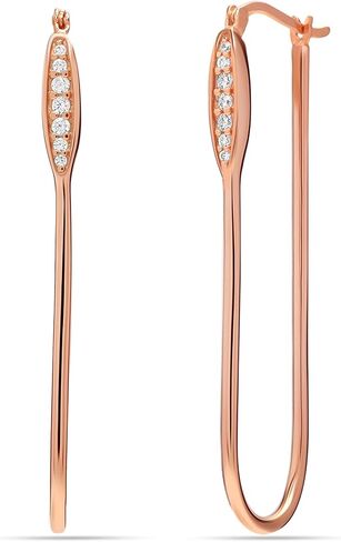 Charmsy LARGE 925 Sterling Silver Light Weight Rectangle-Shape Click-Top Hoop Earrings for Women in Saudi Arabia
