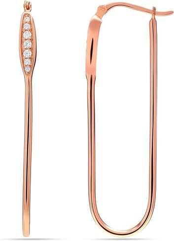 Charmsy LARGE 925 Sterling Silver Light Weight Rectangle-Shape Click-Top Hoop Earrings for Women in Saudi Arabia