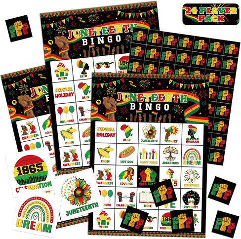 Liliful 35 Pcs Black History Month Bingo Games 24 Players Black History Bingo Cards African American Holiday Party Game for Black History Month Africa American Freedom Day Party Supplies (BHM) in Kuwait