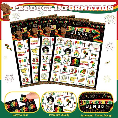 Liliful 35 Pcs Black History Month Bingo Games 24 Players Black History Bingo Cards African American Holiday Party Game for Black History Month Africa American Freedom Day Party Supplies (BHM) in Kuwait