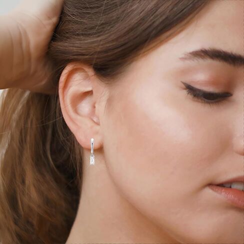 Seraphina Birthstone Hoop Earrings S925 Sterling Silver Post Lightweight Drop/Dangle Huggie Earrings for Women Trendy Small Hoop Earrings Birthday Gift in Kuwait