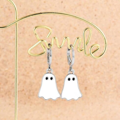 Halloween Ghost Earrings for Women Spooky Ghost Hoop Earrings Cute Ghost Huggie Earring Halloween Costume Jewelry in Saudi Arabia
