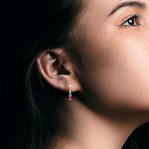 Seraphina Birthstone Hoop أقراط S925 Sterling Silver Post Post Lightweight Drop/Dangle Huggie أقراط للنساء العصرية ذات الأقراط الصغيرة. in Kuwait