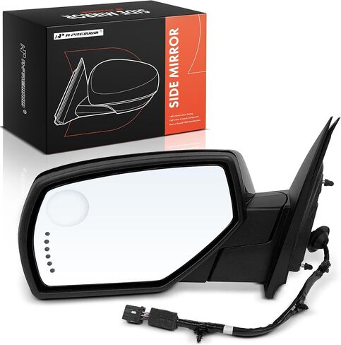 A-Premium Driver Side Power Door Mirror - Compatible with Chevrolet Silverado 1500, Silverado 2500 3500 HD & GMC Sierra 1500, Sierra 2500 3500 HD - Heated Power Folding Black w/Blind Spot Glass in Saudi Arabia