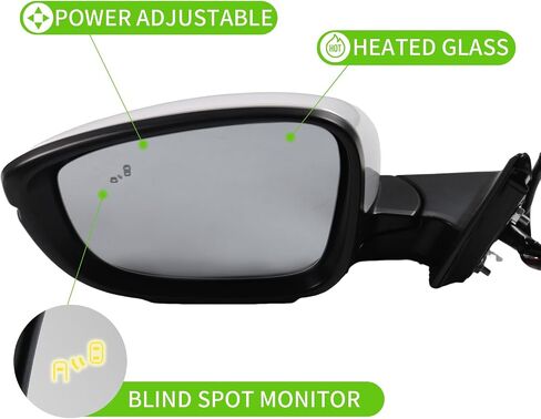 Side Mirror for HONDA ACCORD 2018-2022 Car Door Mirror Fits for HONDA ACCORD 2018-2022 Left Driver Side | Power | Heated |Lamp|BSM |HO1320330| white (LH) in Saudi Arabia