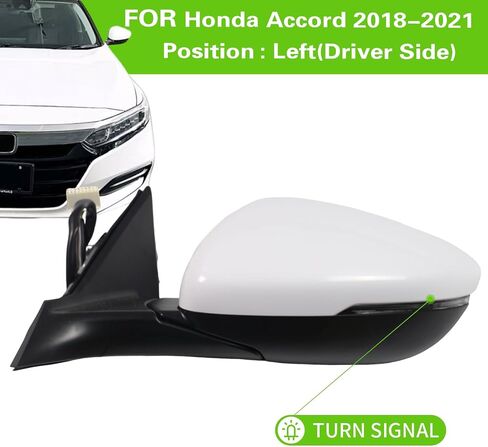 Side Mirror for HONDA ACCORD 2018-2022 Car Door Mirror Fits for HONDA ACCORD 2018-2022 Left Driver Side | Power | Heated |Lamp|BSM |HO1320330| white (LH) in Saudi Arabia