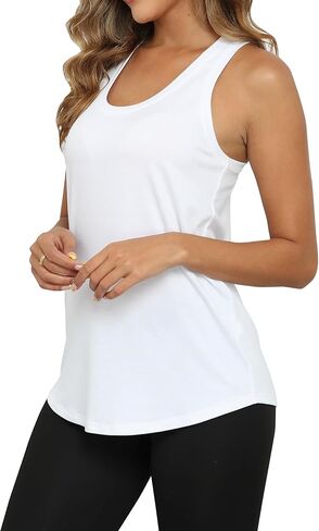 PRIMODA Womens Loose Fit Racerback Tank Top Sleeveless Tops Summer Scoop Neck Curved Hem Tanks in Saudi Arabia