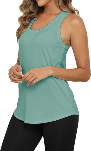 PRIMODA Womens Loose Fit Racerback Tank Top Sleeveless Tops Summer Scoop Neck Curved Hem Tanks in Saudi Arabia