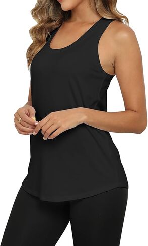 PRIMODA Womens Loose Fit Racerback Tank Top Sleeveless Tops Summer Scoop Neck Curved Hem Tanks in Saudi Arabia