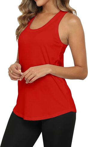 PRIMODA Womens Loose Fit Racerback Tank Top Sleeveless Tops Summer Scoop Neck Curved Hem Tanks in Saudi Arabia