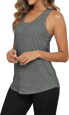 PRIMODA Womens Loose Fit Racerback Tank Top Sleeveless Tops Summer Scoop Neck Curved Hem Tanks in Saudi Arabia