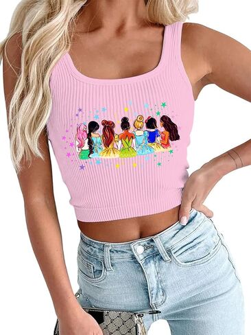 Magical Tank Tops for Women Magic Princess Shirt Magic Kingdom Sleeveless Crop Tops Funny Holiday Graphic Tee in Kuwait
