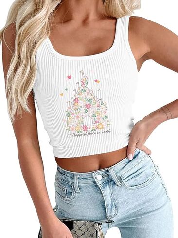 Magical Tank Tops for Women Magic Princess Shirt Magic Kingdom Sleeveless Crop Tops Funny Holiday Graphic Tee in Kuwait