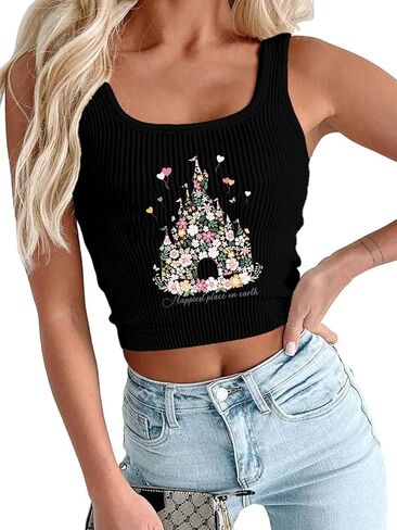 Magical Tank Tops for Women Magic Princess Shirt Magic Kingdom Sleeveless Crop Tops Funny Holiday Graphic Tee in Kuwait