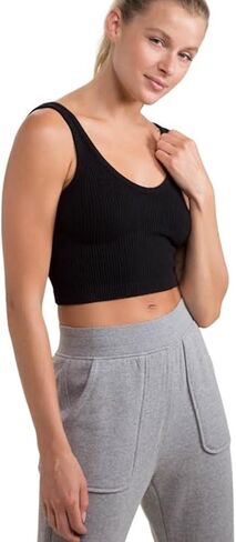 Mono b Ribbed Seamless Cropped Tank Top Black in Saudi Arabia
