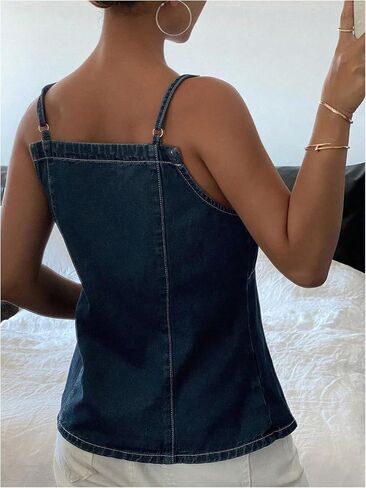 Gorglitter Women's Denim Bow Tie tops Tops Olcyfleess Strappy Lackless y2k لطيف الصيف الهذيان peplum قمم أنيقة عصرية in Saudi Arabia