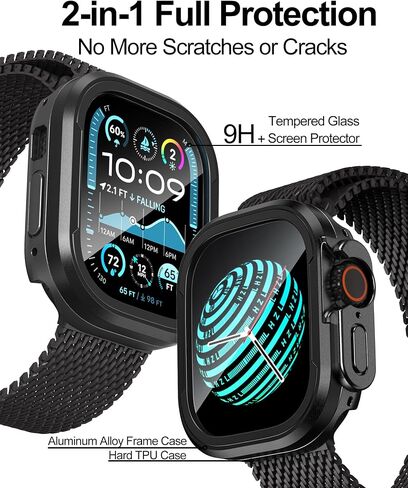 Smiling 2 Pack Case Compatible with Apple Watch Ultra 2 49mm/Ultra 49mm, Hard PC Bumper Case All-Around Edge Shockproof Protective Cover Frame [NO Screen Protector]- Black in Saudi Arabia
