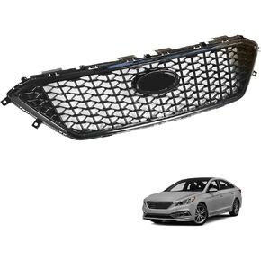 munirater Front Upper Grille Chrome Honeycomb W/O Radar Hole Replacement for 2015-2017 Sonata Sedan 4-Door in Saudi Arabia