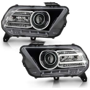 Acanii - لـ [نمط ترقية الهالوجين] 2010-2014 Ford Mustang LED Tube Projector المصابيح الأمامية مجموعة المصابيح الأمامية اليسار+اليمين in Saudi Arabia