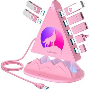 USB Hub 3.0, 7-Port USB Hub with RGB Night Light and Base, Vertical USB Hub Splitter for Desktop,Laptop, MacBook, Xbox, PS4/5, Game Console, Flash Drive, XPS, PC, Printer, Camera, Keyboard in Kuwait