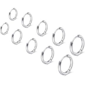 5 Pairs Stainless Steel Hoop Earrings for Women Men, 316 Stainless Steel Huggie Earrings, Mini Huggie Hoops Set for Piercing Jewelry Gift, 6/8/10/12/14mm in Saudi Arabia