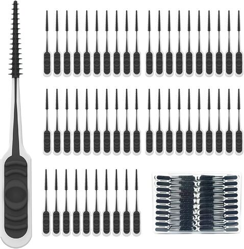200PCS Interdental Brush with Soft Rubber Handle,Disposable Dental Picks for Teeth Cleaning,Dental Picks with Convenient PP Case (Green) in Kuwait