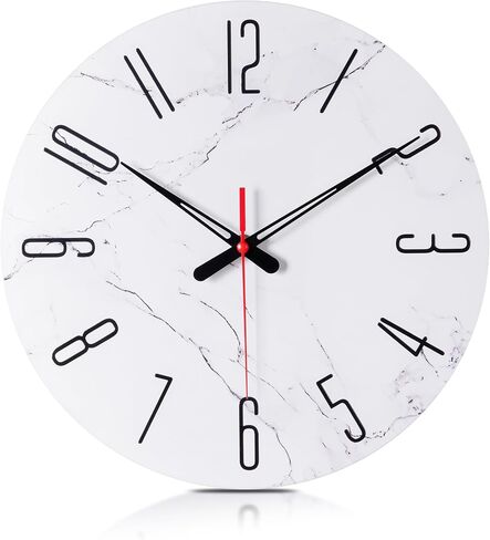 14in Glass Wall Clocks for Living Room Decor, Decorative Wall Clocks Battery Operated, Silent Kitchen Clocks, Wall Clock for Bedroom in Kuwait